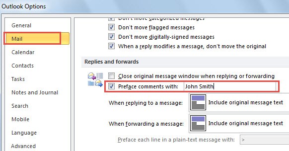 outlook inline comment